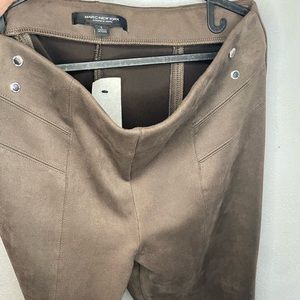 NWOT Marc Jacobs NY tan faux suede tapered pull on pants sz L poly spandex